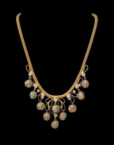 Collar de cadena de malla dorada con cuentas florales de cristal de Murano Juliana delizza urraca - Imagen 1 de 8