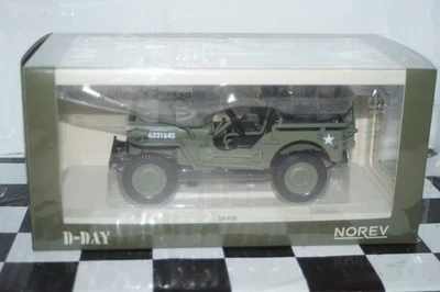 NOREV Willys Jeep Army 1944 D-Day Green 1:18 Scale 189016 - Image 1 of 4