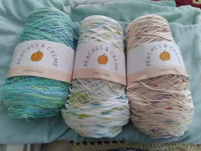 💙💚Lot of 3 Peaches N Cream Big 14 Oz 100% Cotton Yarn - Image 1 of 4
