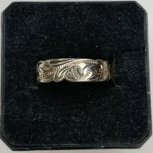 Vintage 925 Sterling Silver Floral Etch Rose Gold Plated Ring 3.3 Grams Sz 6 - Bild 1 von 3