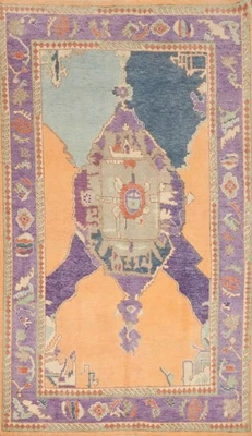 Transitional Oushak Area Rug 4x7 Ft Hand-Knotted Vegetable Dye Bedroom Carpet - Image 1 of 4