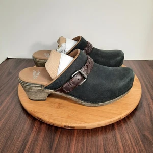 Dansko Melanie Womens 41 US 10.5 Shoes Black Nubuck Leather Braided Buckle Mules - Picture 1 of 10