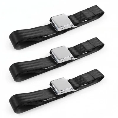 Ford Falcon 1966 - 1970 Airplane 2pt Black Lap Bench Seat Belt Kit - 3 Belts v8  - Image 1 of 4