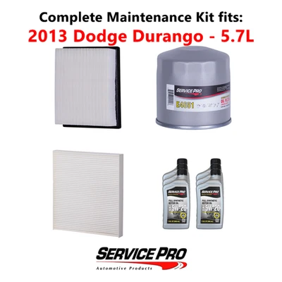 2013 Dodge Durango 5.7L Complete Cabin, Air & Oil Filter Kit (5W-20) Foto 1 de 4