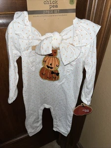 Kichererbse Baby Mädchen Halloween Outfit 3-6M 2-teiliges Set Stirnband und Overall Neu mit Etikett - Bild 1 von 4
