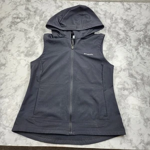 Columbia Hoodie Vest Jacket Womens Medium Black Full Zip Pockets Outdoor - Picture 1 of 6
