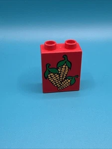 Lego Duplo ROJO GRANJA MAZORCAS GRANO Alimentación Cultivo Granjero Especialidad BLOQUE IMPRESO #2 - Imagen 1 de 4
