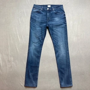 Hudson Jeans Mens 33x33 Blue Ace Skinny Whiskered Stretch Denim Hemmed EUC - Picture 1 of 14