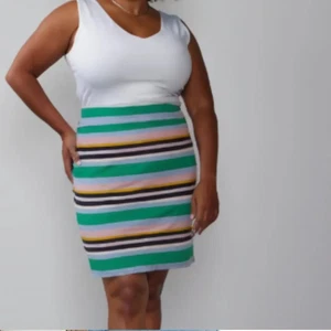 NWOT Liz Claiborne Skirt Women's Plus Size 3X Rainbow Stripe Retro Midi Comfort - Picture 1 of 8
