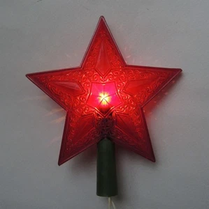 Alte USSR Roten Sternes Weihnachtsbaum Top Batterie Licht Retro Sowjetisch Deko - Picture 1 of 5