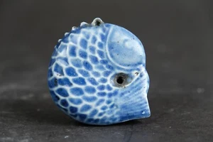 Antique korean Blue and white waterdropper 8 cm in the shape of a fish Yi Dynast - Picture 1 of 8