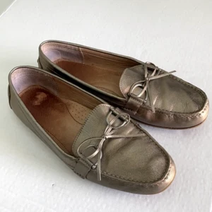 Lauren Ralph Lauren Women's Briley Moccasin Gunmetal Metallic Loafers Size 9 - Picture 1 of 15