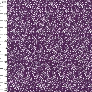 Cotton Fabric - Purple White Floral Vine Blender Quilting Fabric Material - Picture 1 of 4