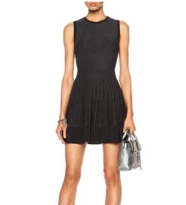 ALC Bryn Rayon Plissee Metallic Silber Schwarz Minikleid Medium - Bild 1 von 7