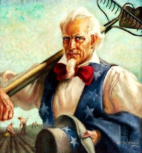 Uncle Sam 2. Weltkrieg Poster Landwirtschaft Kühlschrankmagnet 2,5 x 3,5" Dose glänzend 1 Jahr Garantie - Bild 1 von 4