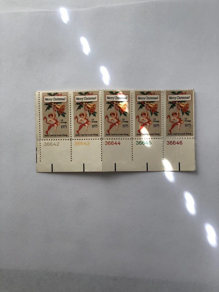 36642-36646 Prang Christmas Card Perforation Set of 5 Stamp Hinged USPS - Image 1 of 1
