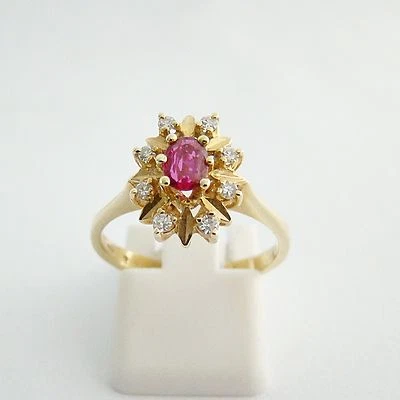 Ring Gelbgold Rubin Brillant Diamanten Edelstein Goldschmuck 585er / 14 kt. - Bild 1 von 3