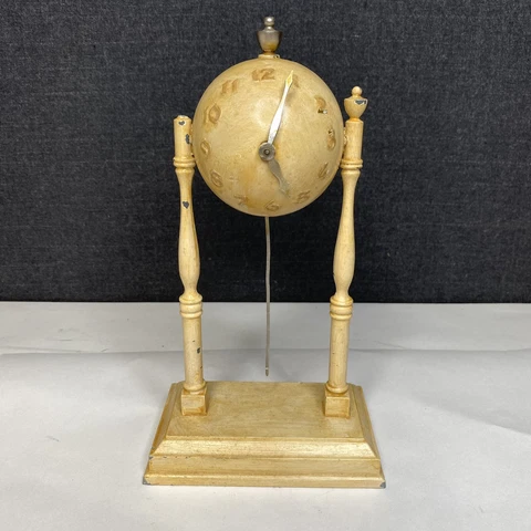 Vintage Globe Ball Metal Desk Clock Rare - FOR PARTS/REPAIR Cover