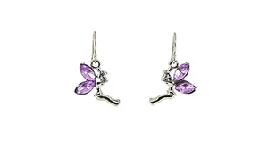 Pendientes colgantes de cristal con gota de hadas en tono plateado rosa azul verde o púrpura para niñas - Imagen 1 de 5