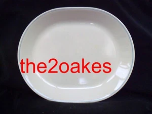 Corelle BLUE LILY First of Spring Serving Platter Meat Tray Beige Blue Stripe - Picture 1 of 2