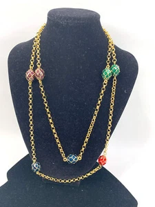 Joan Rivers Faberge Enamel Egg Charm Necklace Multi-Colored Gold Tone Designer - Picture 1 of 6