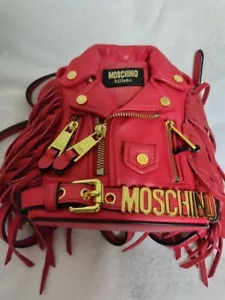 Moschino Riders Jacke Rucksack Schultertasche Leder Rot Fransen GEBRAUCHT Gut... - Bild 1 von 8