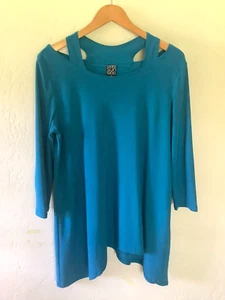 Ciara Sun Woo schulterfreies Oberteil Bluse asymmetrischer Saum türkis Damengröße XLarge - Bild 1 von 7