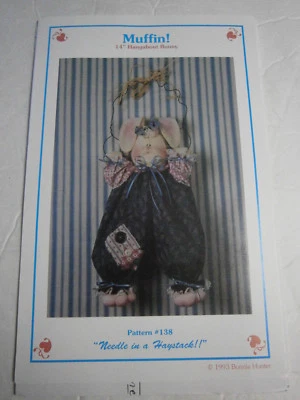 Muffin 14" Hangabout Bunny Rabbit Doll Stuffed Primitive Craft Sewing Pattern - Image 1 of 3