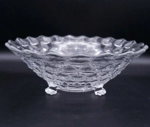10" FOSTORIA American Clear Glass 3-Toed Footed Bowl - Picture 1 of 6