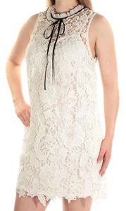Kensie High Neck Lace Shift Dress pockets Cream (JJ) - Picture 1 of 2
