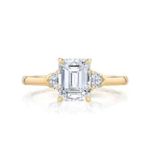 1.30 Ct Lab Grown CVD Diamond Wedding Three-Stone Ring 18k Solid Yellow Gold - Picture 1 of 8
