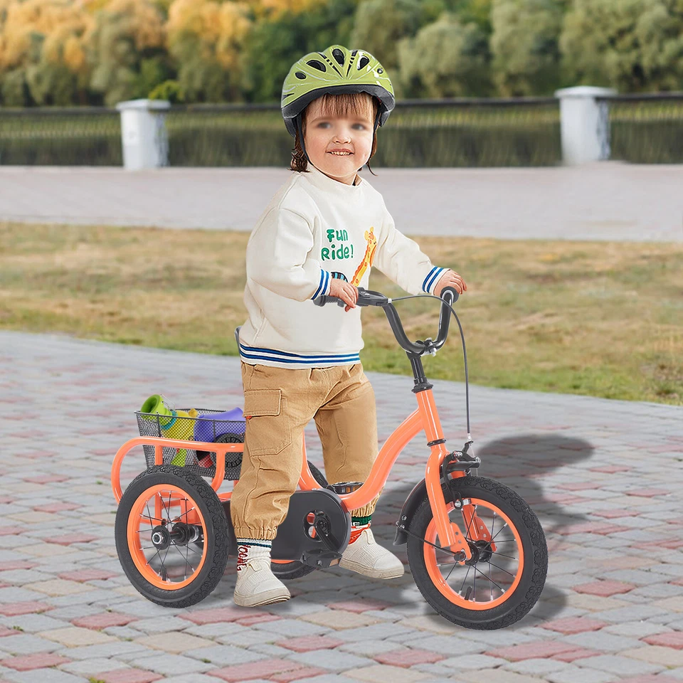 Dreirad für Jungen Mädchen 3-Rad Kinder Fahrrad mit Einkaufskorb 12 Zoll DE - Bild 1 von 4