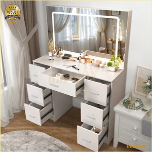 Vanity Table Makeup Dressing Desk With Large Smart LED Mirror 7 Drawers Dresser - Picture 1 of 7