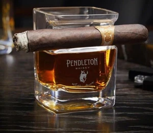 PENDLETON Whiskey Glass W/Cigar Holder - Picture 1 of 1