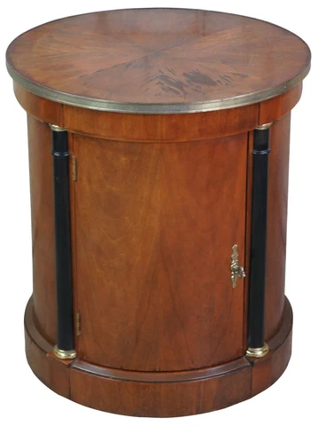 Neoclassical French Empire Round Cherry Somno Drum Table Nightstand Cabinet Vtg Cover