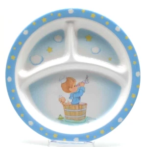 Precious Moments Little Saylor Boy And His Dog Children's Melamine Divided Plate - Picture 1 of 5