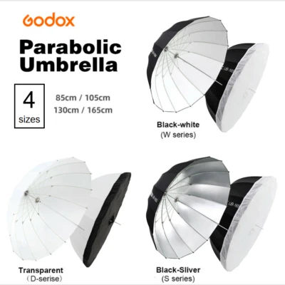 Godox Parabolic Reflective Umbrella + Soft Diffuser Cover Cloth 85/105/130/165CM - Image 1 of 4