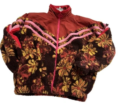 Celia B Floral Fleece Winter Jacket in Red - Image 1 of 4