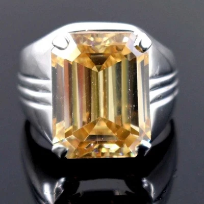 15 Karat Champagner Behandelt Diamantring Smaragd Schnitt Tolle Luster VVS1 - Bild 1 von 4