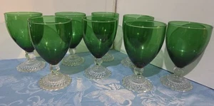 Set Of 8 Vintage Anchor Hocking Boopie Water Wine Goblets Emerald Forest Green - Picture 1 of 11