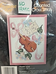 Violine gezähltes Kreuzstich-Set KEIN RAHMEN enthalten 5 x 7 Zoll offene Verpackung - Bild 1 von 6