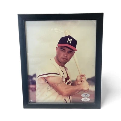 Eddie Mathews Signed Milwaukee Braves 8x10 Framed Photo PSA + JSA Authentic - Image 1 of 2