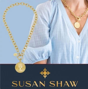 Collar Susan Shaw Oro Reina Moneda Palanca 24Kt TPG - Imagen 1 de 11
