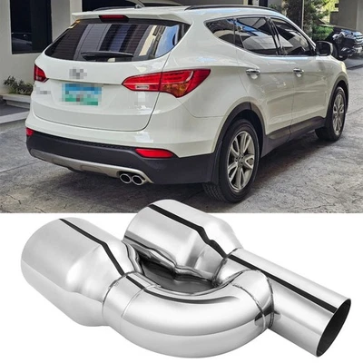 Punta de tubo de escape doble de acero inoxidable 2,5" entrada 4" salida para Hyundai Santa Fe Foto 1 de 4