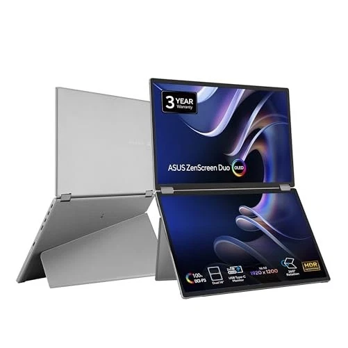 Asus ZenScreen Duo 14" Class WUXGA OLED Monitor - 16:10 - Silver - Image 1 of 1