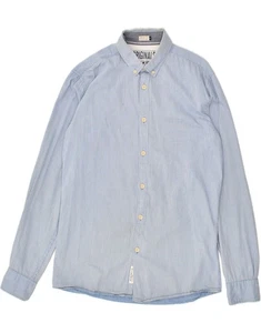 JACK & JONES Mens Shirt Medium Blue Striped Cotton NG04 - Picture 1 of 3