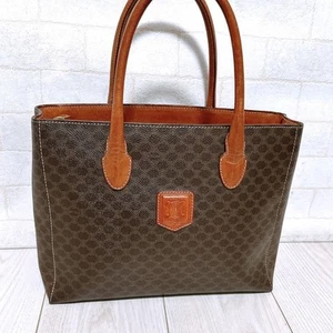 CELINE Handbag Macadam PVC Leather Brown Tote Vintage Logo Pattern USED 519D - Picture 1 of 10