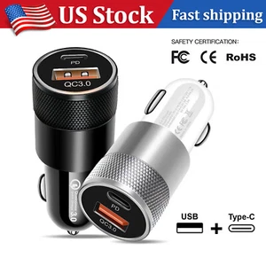 For iPhone 15 Pro Max Fast USB +Type C Car Charger LED Cigarette Lighter Adapter - Picture 1 of 29