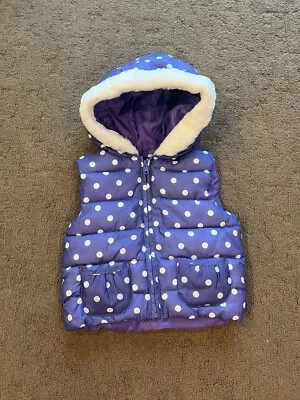 GYMBOREE Girls Small 2t/3t Purple Polka Dot Puffer Vest EUC Cute! Great For Fall - Image 1 of 4