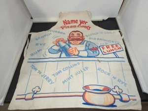 Vintage Bartender Bib Apron Name Yer Pizen Gents Cocktails Martinis Pour It Stir - Picture 1 of 3